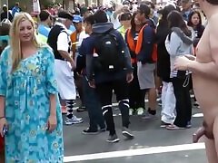 Blonde virgin takes a lusty look at the exhibitionist's penis