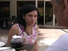 Old man and young girls enjoy a nice fucking